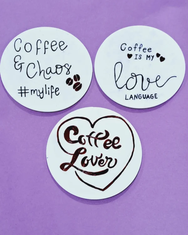 White Acrylic Hanpainted Coasters IMG01