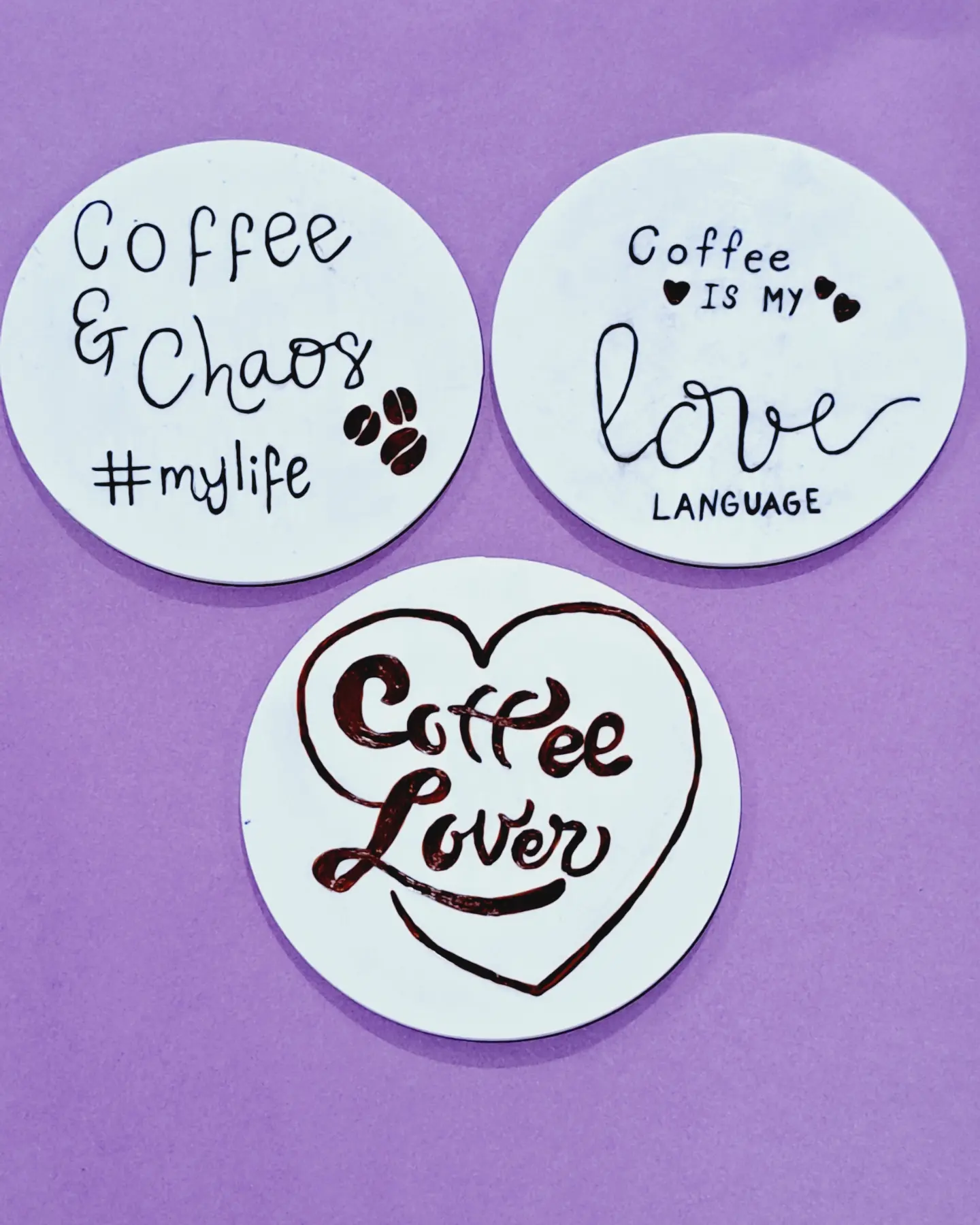 White Acrylic Hanpainted Coasters IMG01